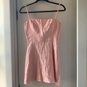 Reformation pink linen mini dress